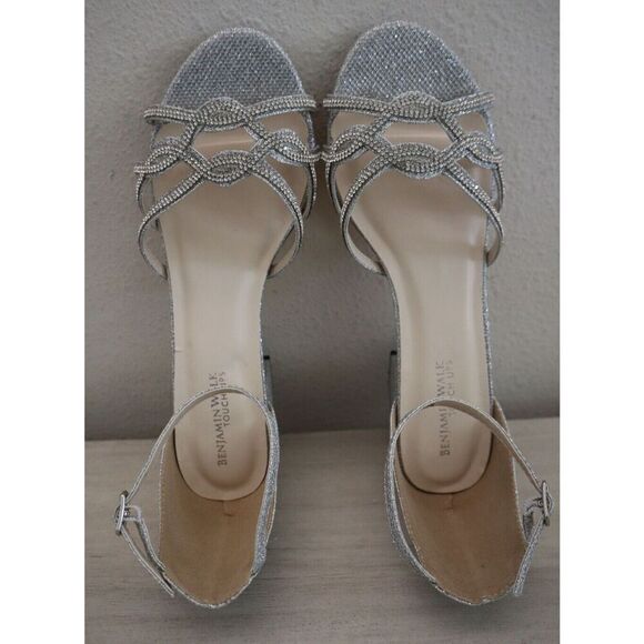 Benjamin Walk x Touch Ups Women's Sz 8W Silver Metallic Zoey Heeled Sandals - Picture 10 of 10